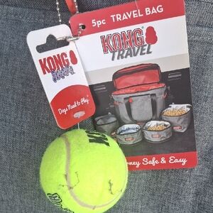 KONG Travel Set with Neon Yellow Ball and Red Accents